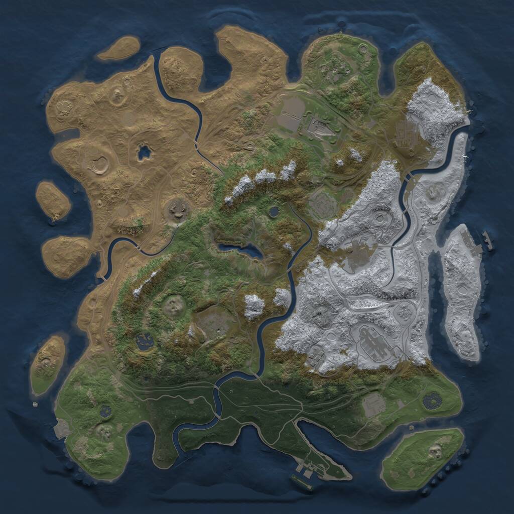 Rust Map: Procedural Map, Size: 4250, Seed: 2036911313, 19 Monuments