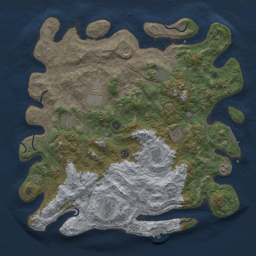 Rust Map: Procedural Map, Size: 4500, Seed: 1173969810, 17 Monuments