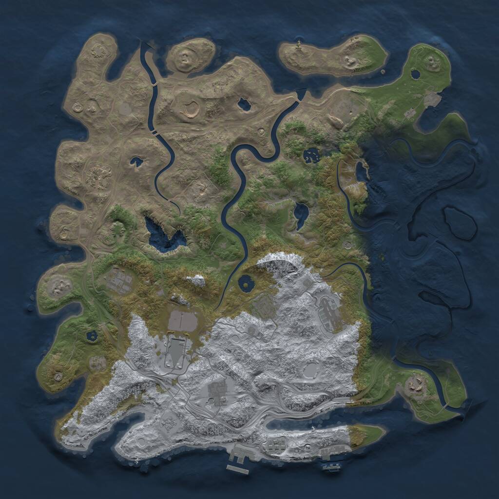 Rust Map: Procedural Map, Size: 4500, Seed: 1173969810, 17 Monuments