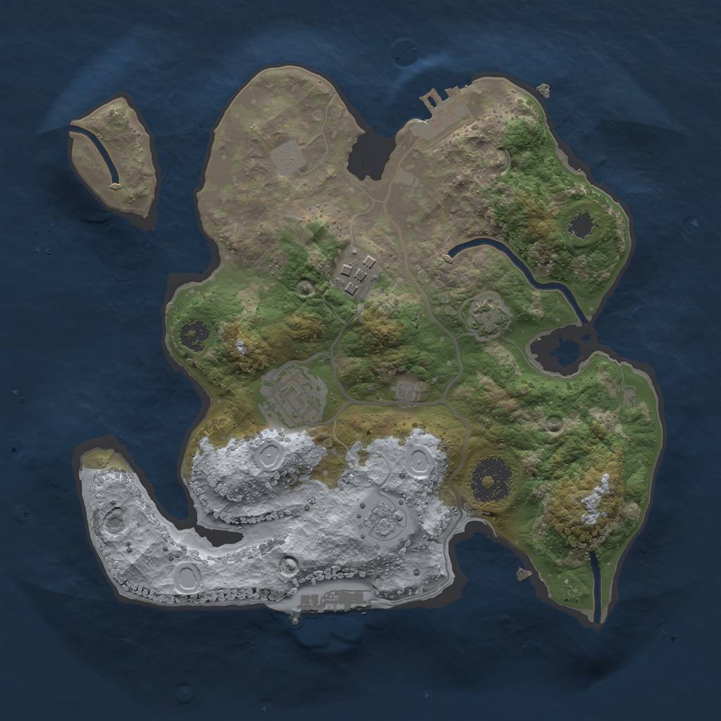 Rust Map: Procedural Map, Size: 2500, Seed: 991879901, 8 Monuments