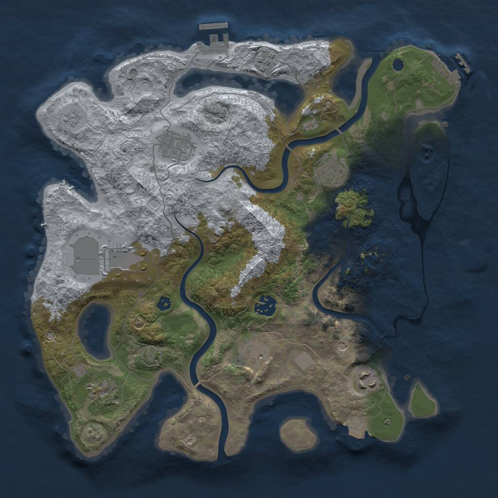 Rust Map: Procedural Map, Size: 3500, Seed: 735352028, 14 Monuments