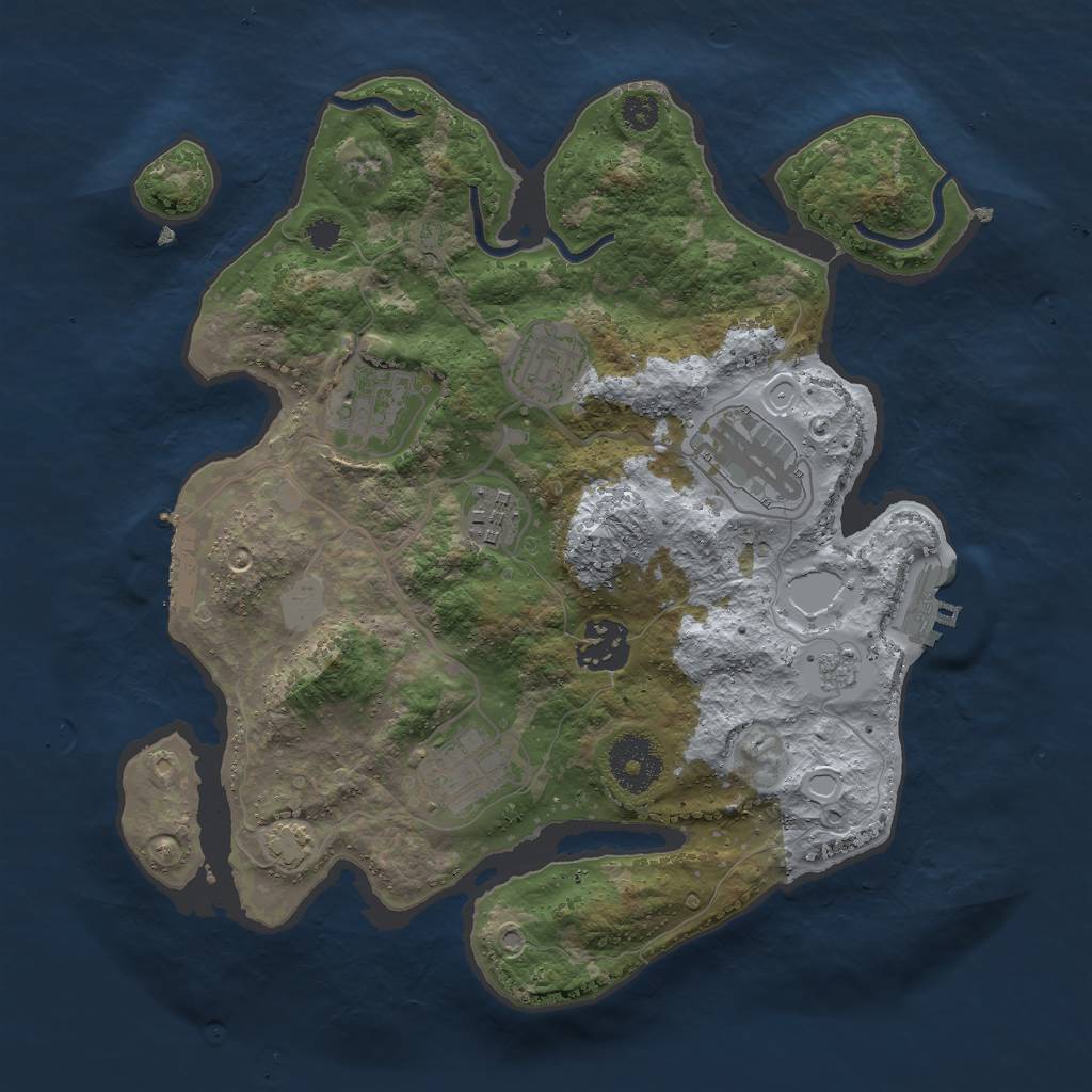 Rust Map: Procedural Map, Size: 3000, Seed: 1190538640, 12 Monuments