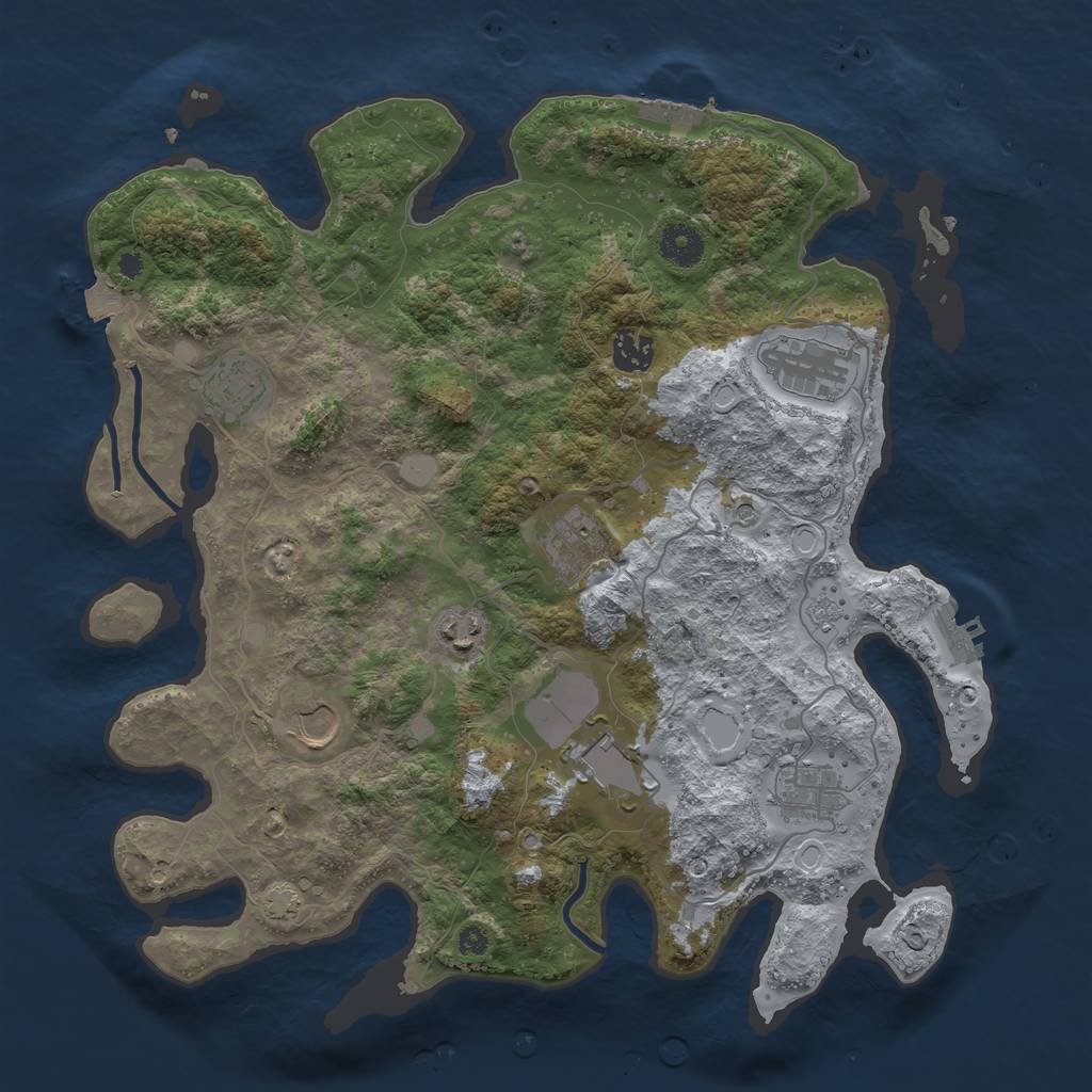 Rust Map: Procedural Map, Size: 3750, Seed: 3456123, 16 Monuments
