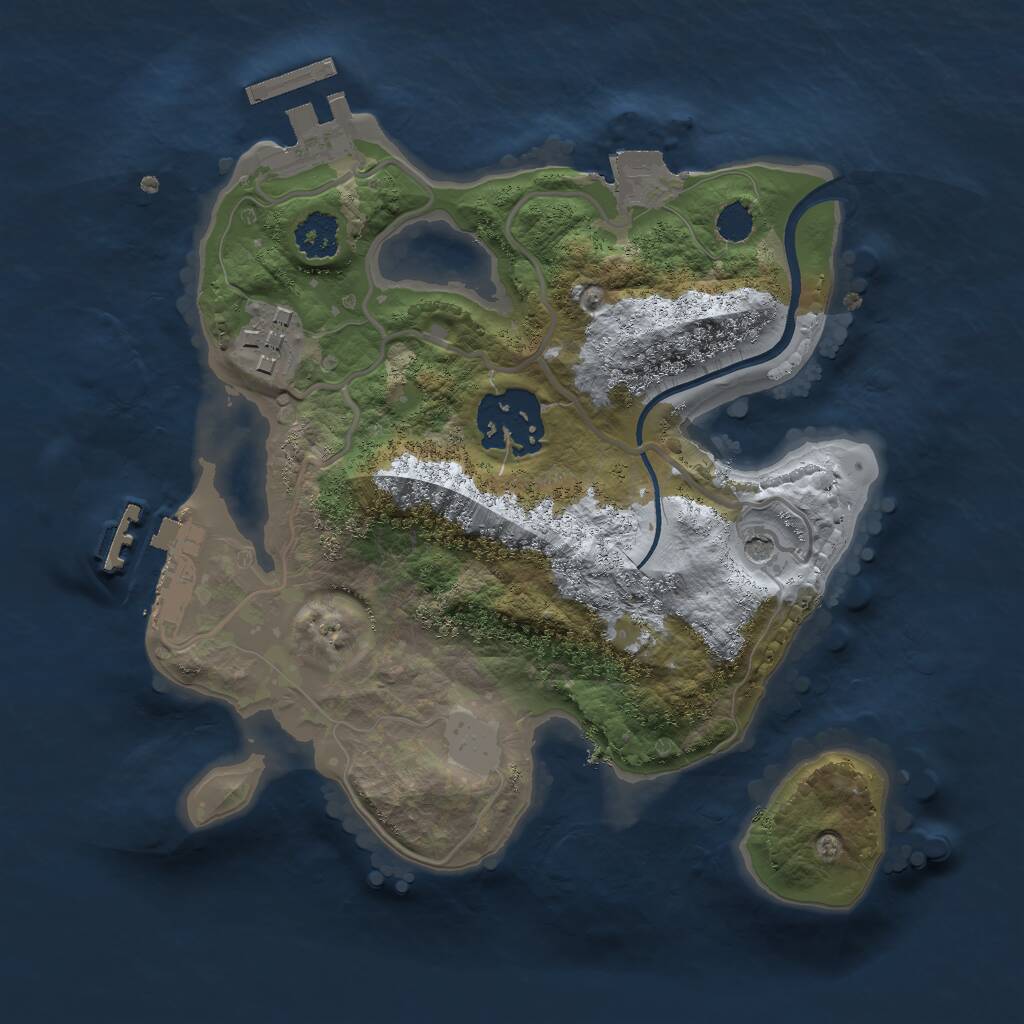 Rust Map: Procedural Map, Size: 2250, Seed: 1709282336, 6 Monuments