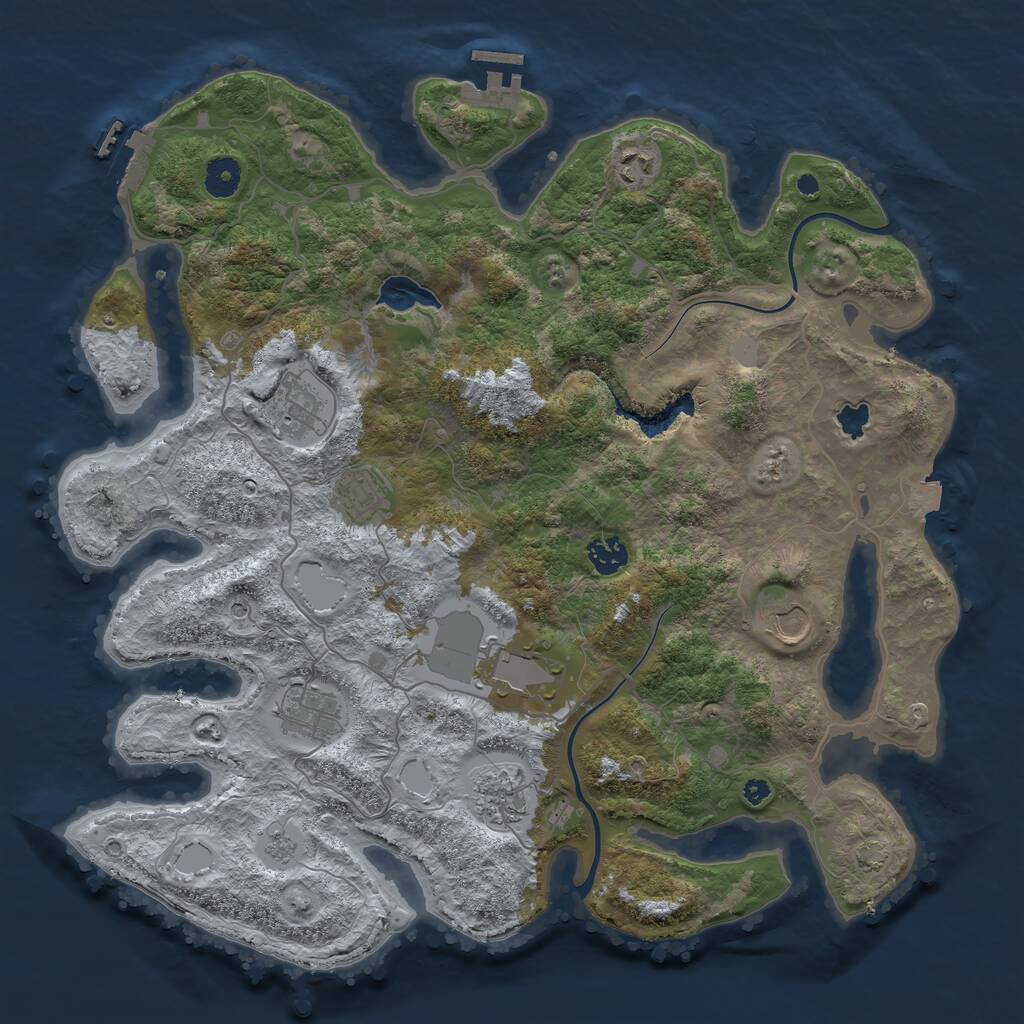 Rust Map: Procedural Map, Size: 4000, Seed: 1168149693, 14 Monuments