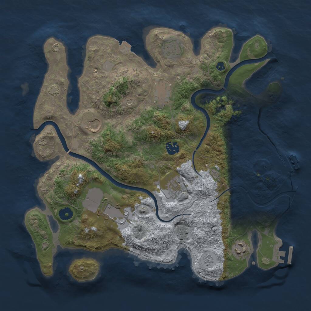 Rust Map: Procedural Map, Size: 3500, Seed: 4165444, 14 Monuments