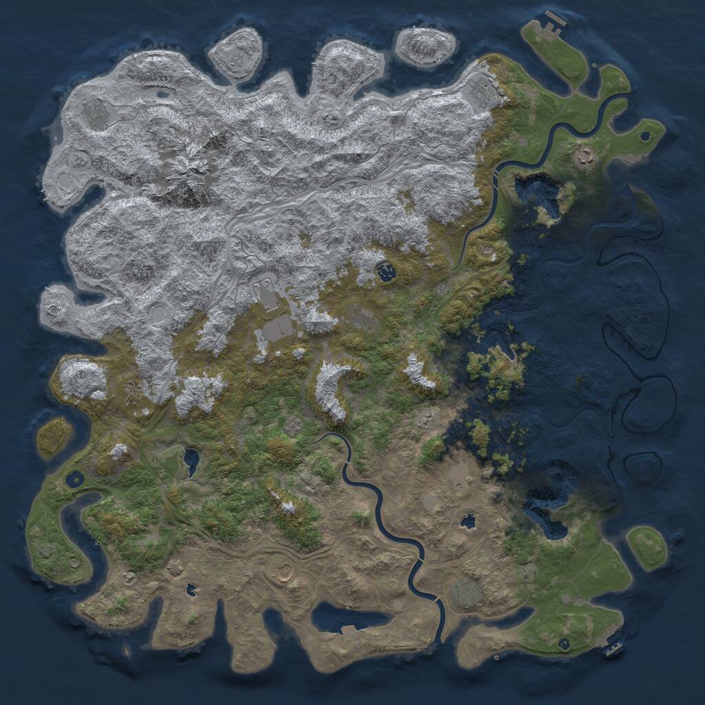 Rust Map: Procedural Map, Size: 6000, Seed: 1036719869, 17 Monuments