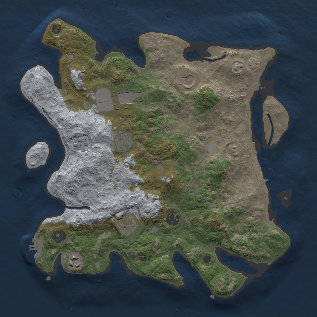 Rust Map: Procedural Map, Size: 3500, Seed: 687712091, 14 Monuments
