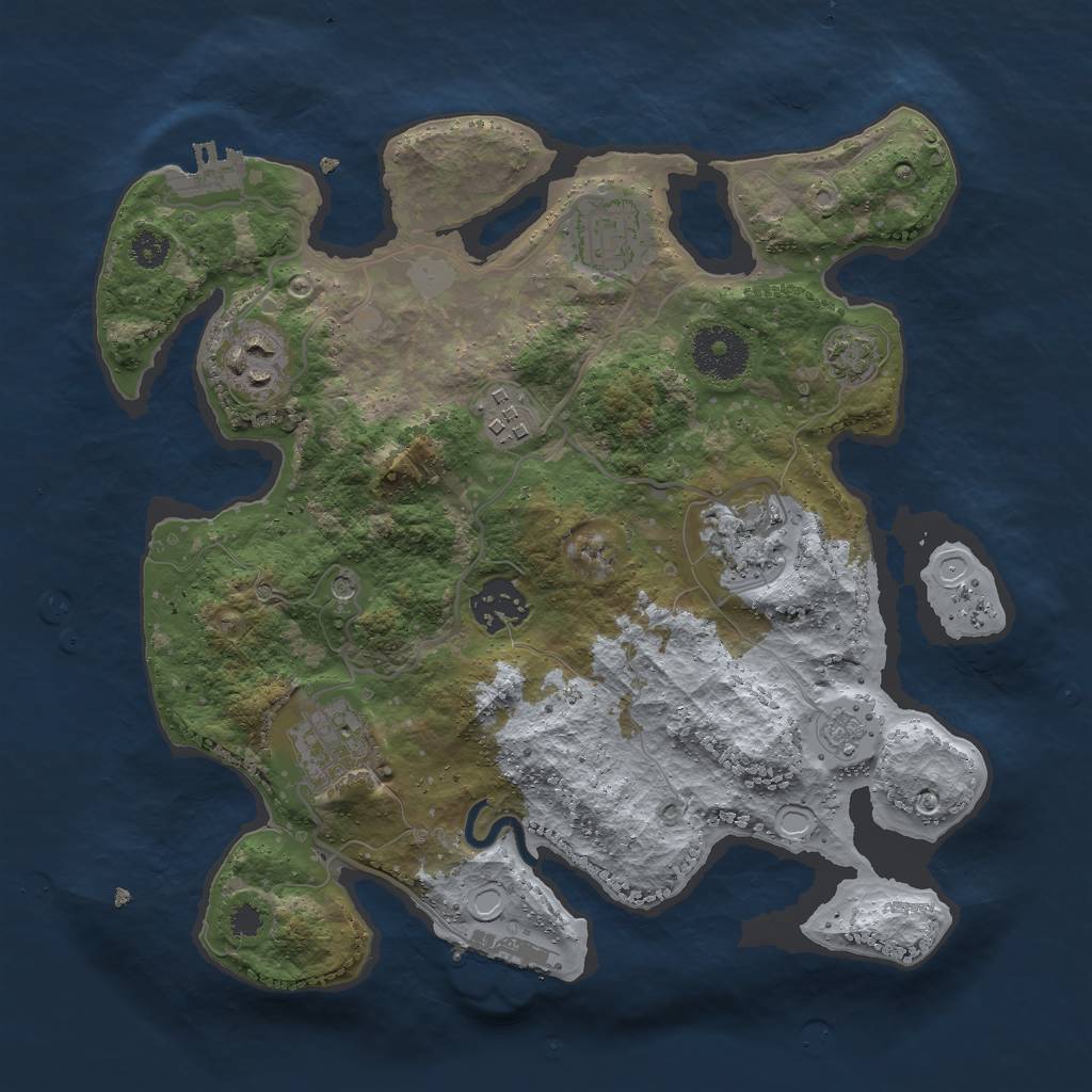 Rust Map: Procedural Map, Size: 3000, Seed: 1954634012, 13 Monuments