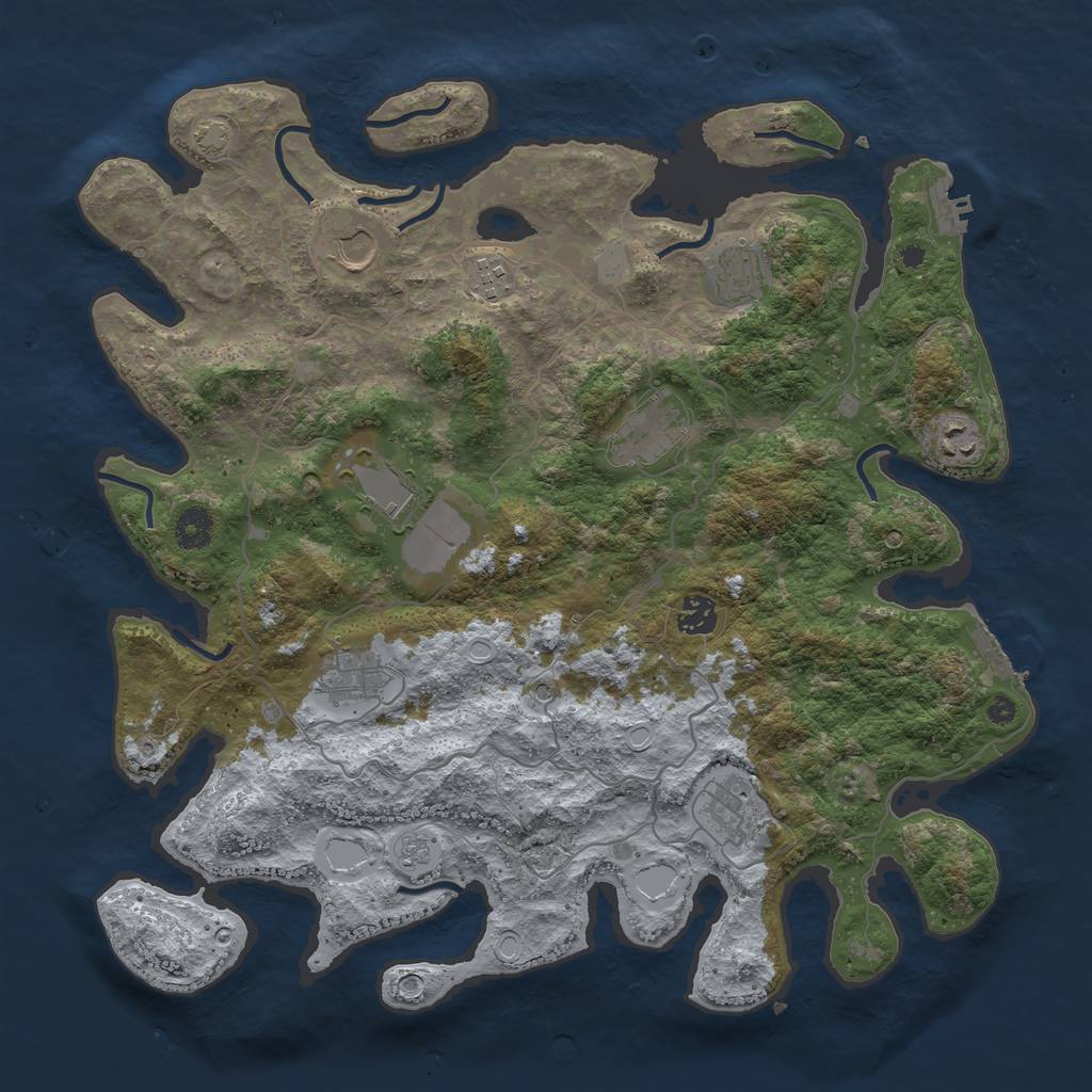 Rust Map: Procedural Map, Size: 4000, Seed: 1690, 16 Monuments