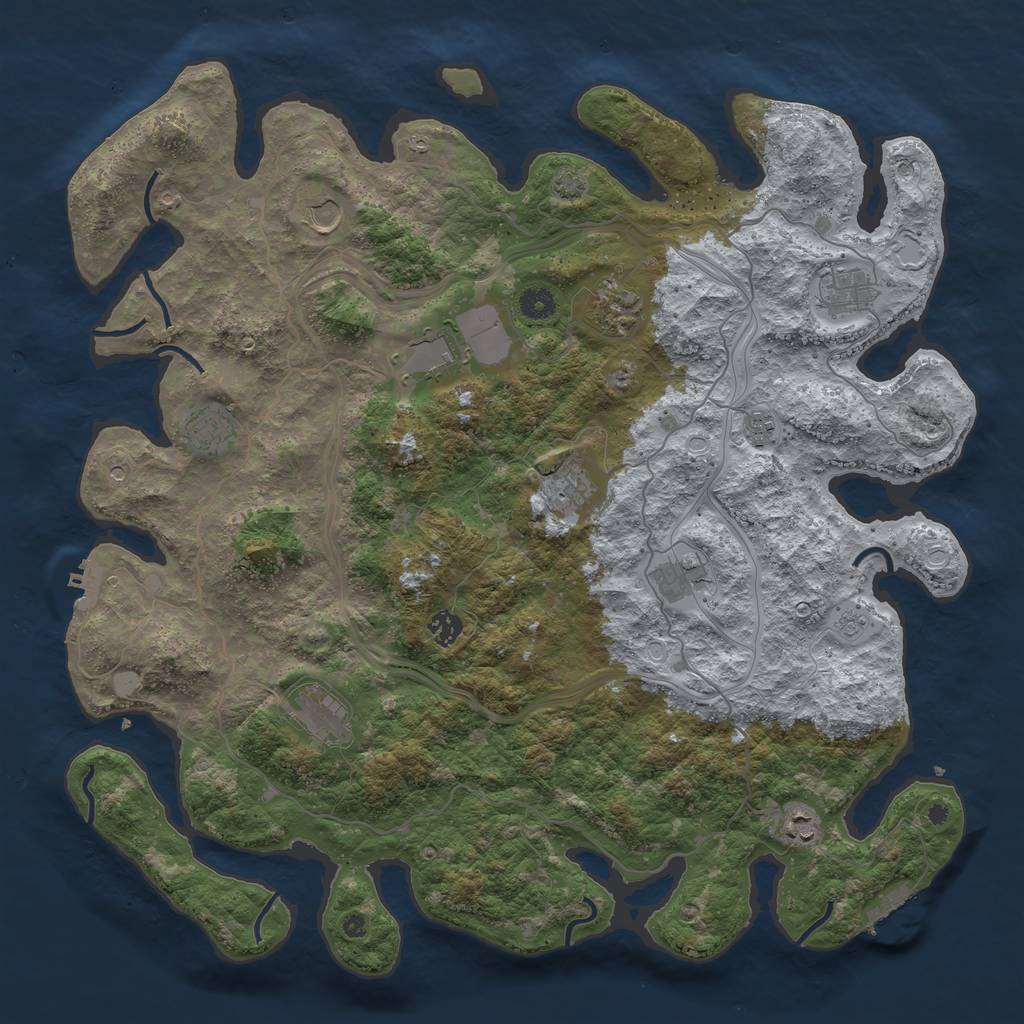 Rust Map: Procedural Map, Size: 4500, Seed: 1040889089, 18 Monuments