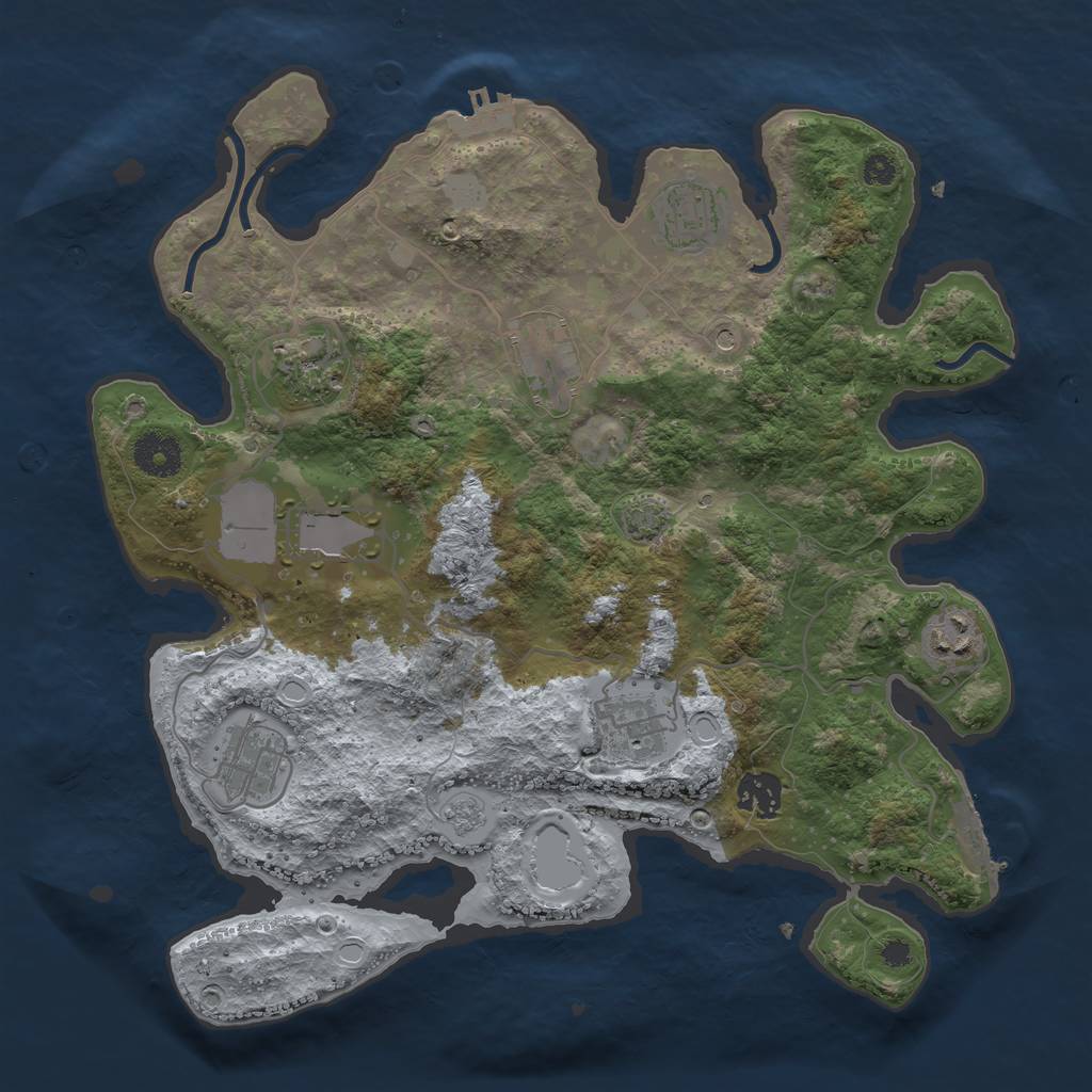 Rust Map: Procedural Map, Size: 3500, Seed: 1865120177, 15 Monuments
