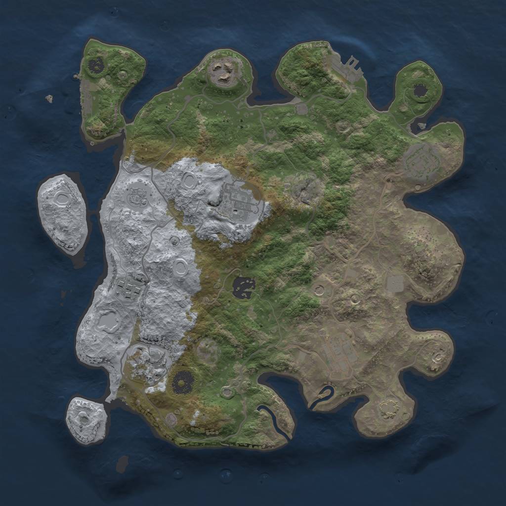 Rust Map: Procedural Map, Size: 3250, Seed: 1441595229, 14 Monuments