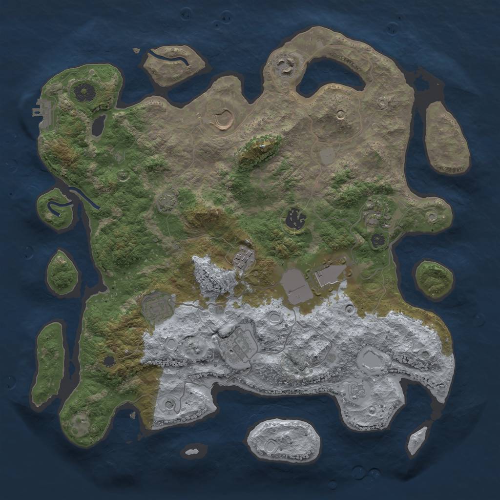 Rust Map: Procedural Map, Size: 3700, Seed: 46847837, 14 Monuments
