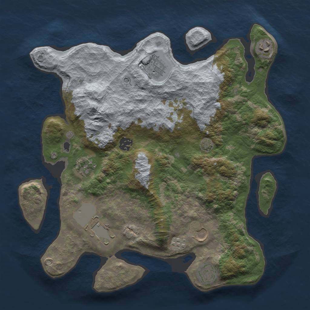 Rust Map: Barren, Size: 3500, Seed: 327436022, 11 Monuments