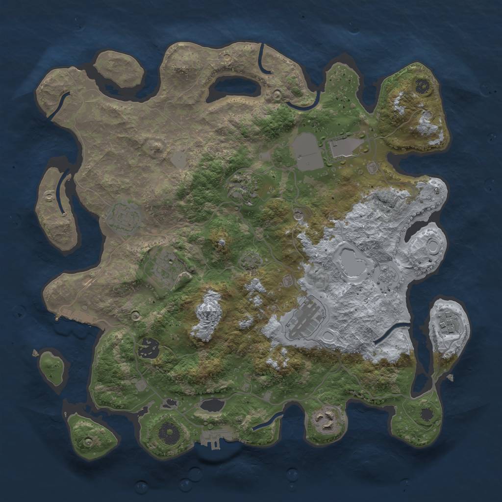 Rust Map: Procedural Map, Size: 3500, Seed: 224968192, 15 Monuments