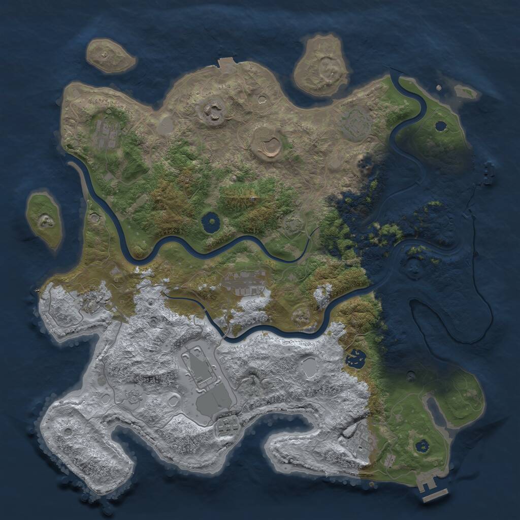Rust Map: Procedural Map, Size: 3980, Seed: 2147483647, 16 Monuments