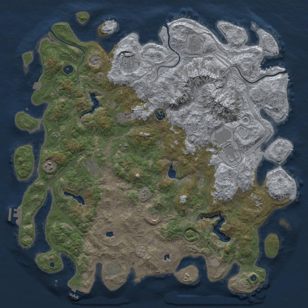 Rust Map: Procedural Map, Size: 5000, Seed: 236842, 17 Monuments