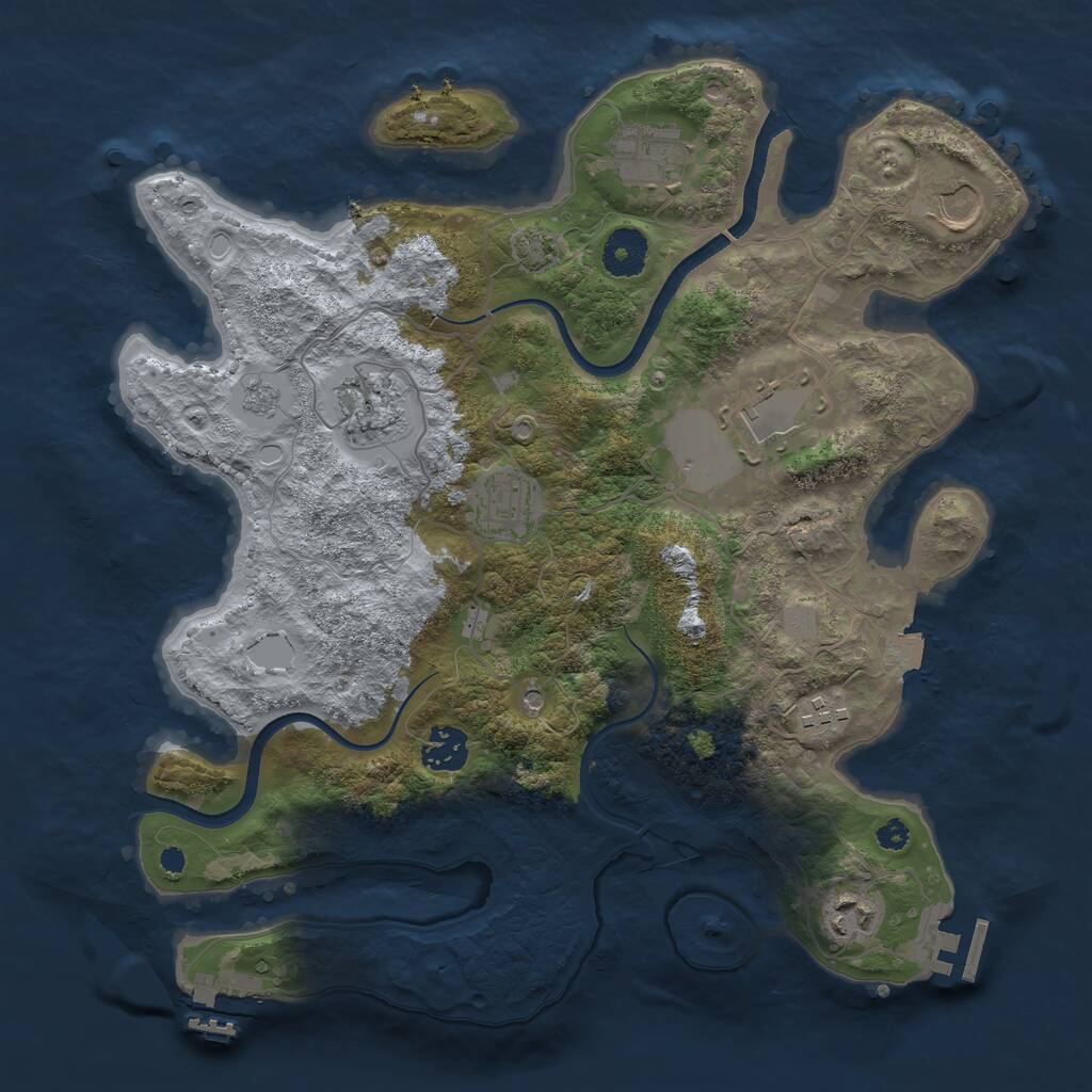 Rust Map: Procedural Map, Size: 3500, Seed: 560192837, 14 Monuments