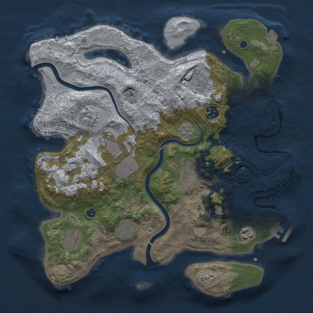 Rust Map: Procedural Map, Size: 3500, Seed: 5042023, 14 Monuments