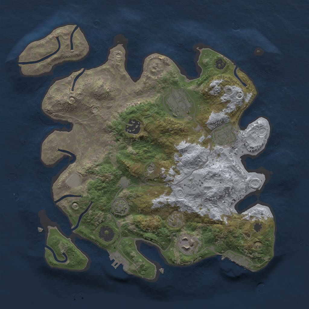 Rust Map: Procedural Map, Size: 3000, Seed: 7889, 11 Monuments