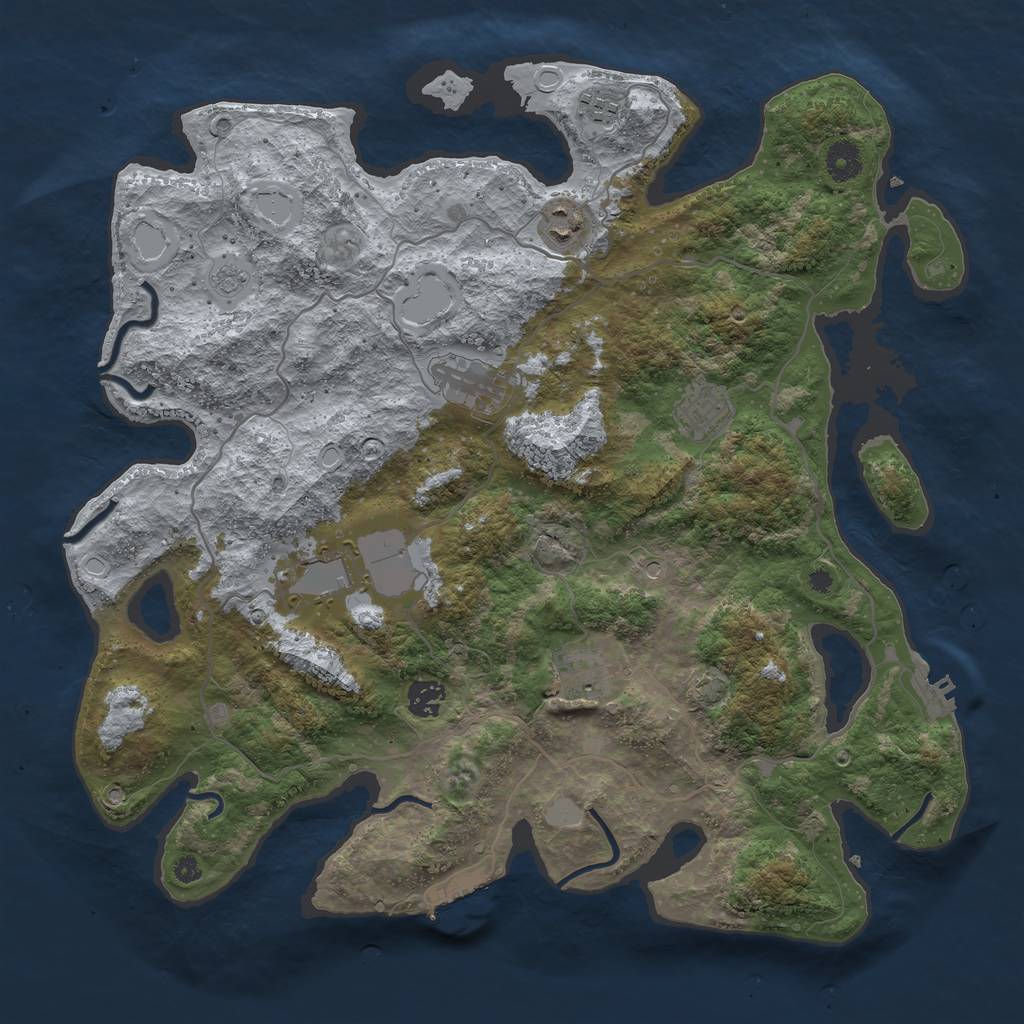 Rust Map: Procedural Map, Size: 4000, Seed: 1925028651, 14 Monuments