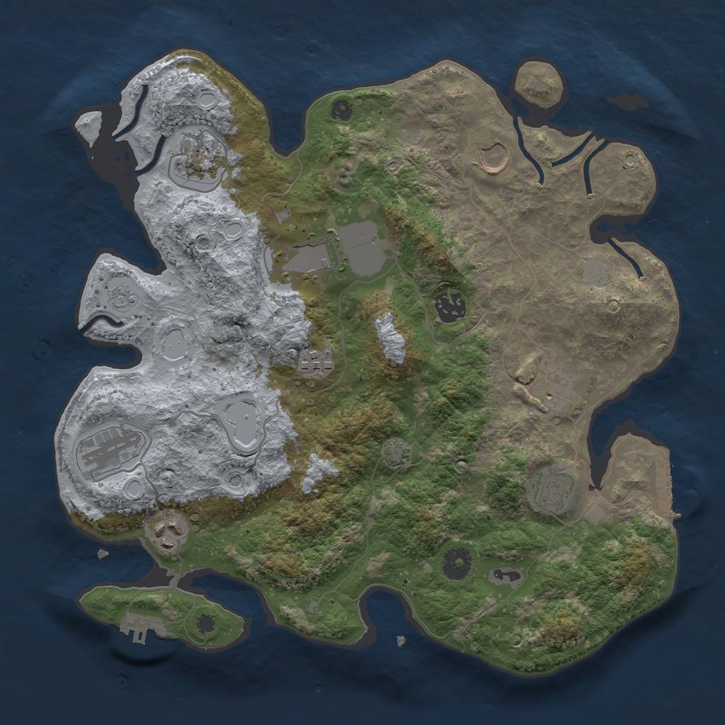 Rust Map: Procedural Map, Size: 3500, Seed: 2114666, 16 Monuments