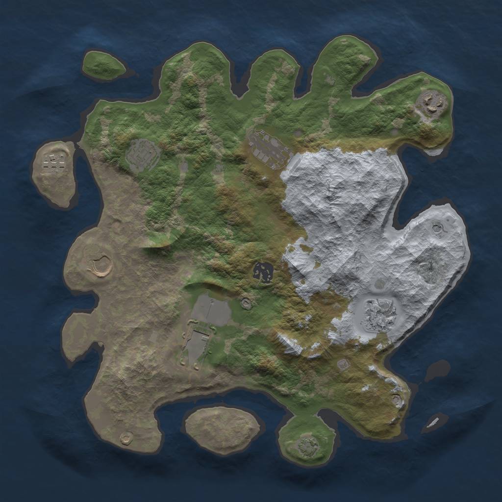 Rust Map: Barren, Size: 3500, Seed: 931898401, 11 Monuments
