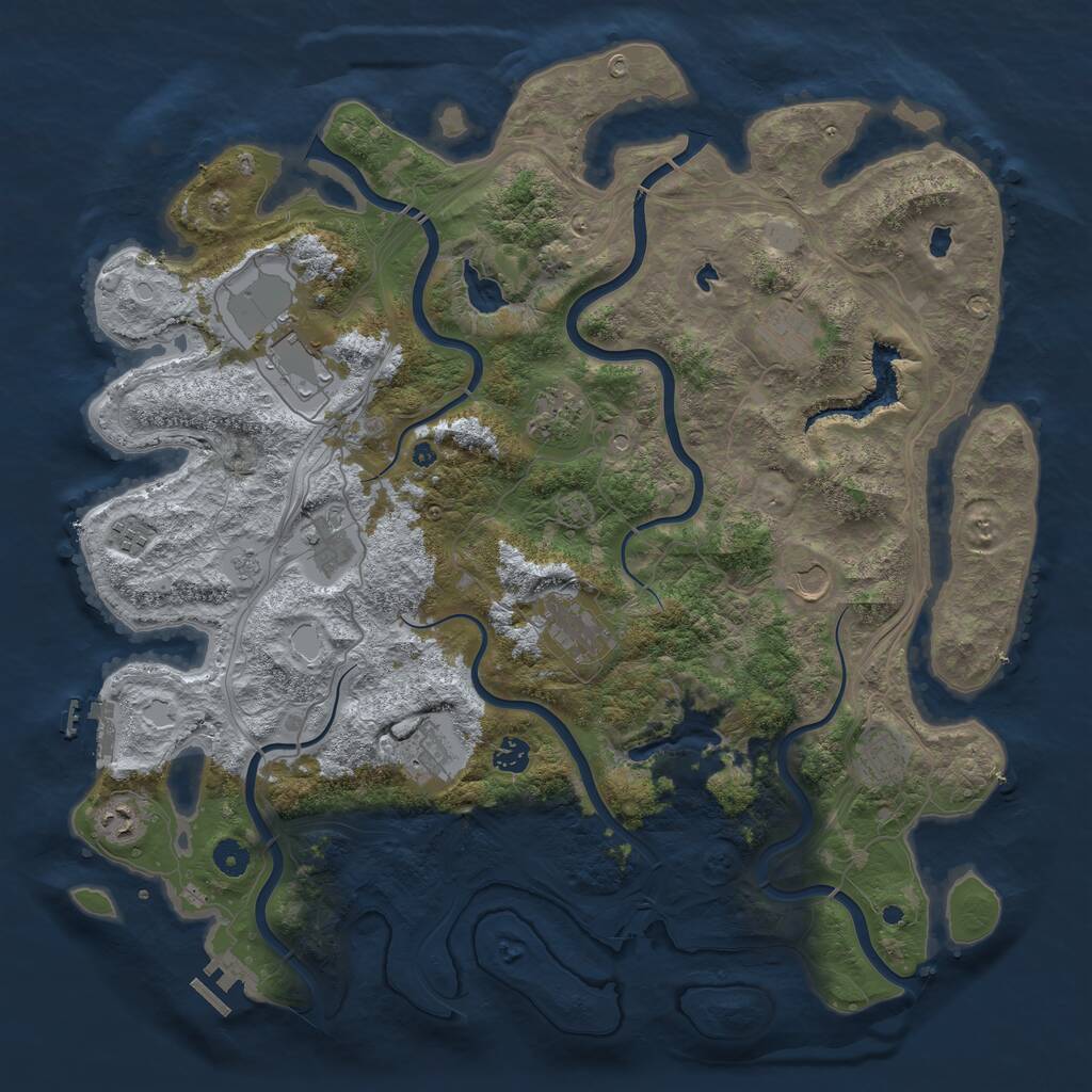 Rust Map: Procedural Map, Size: 4500, Seed: 1285868806, 17 Monuments