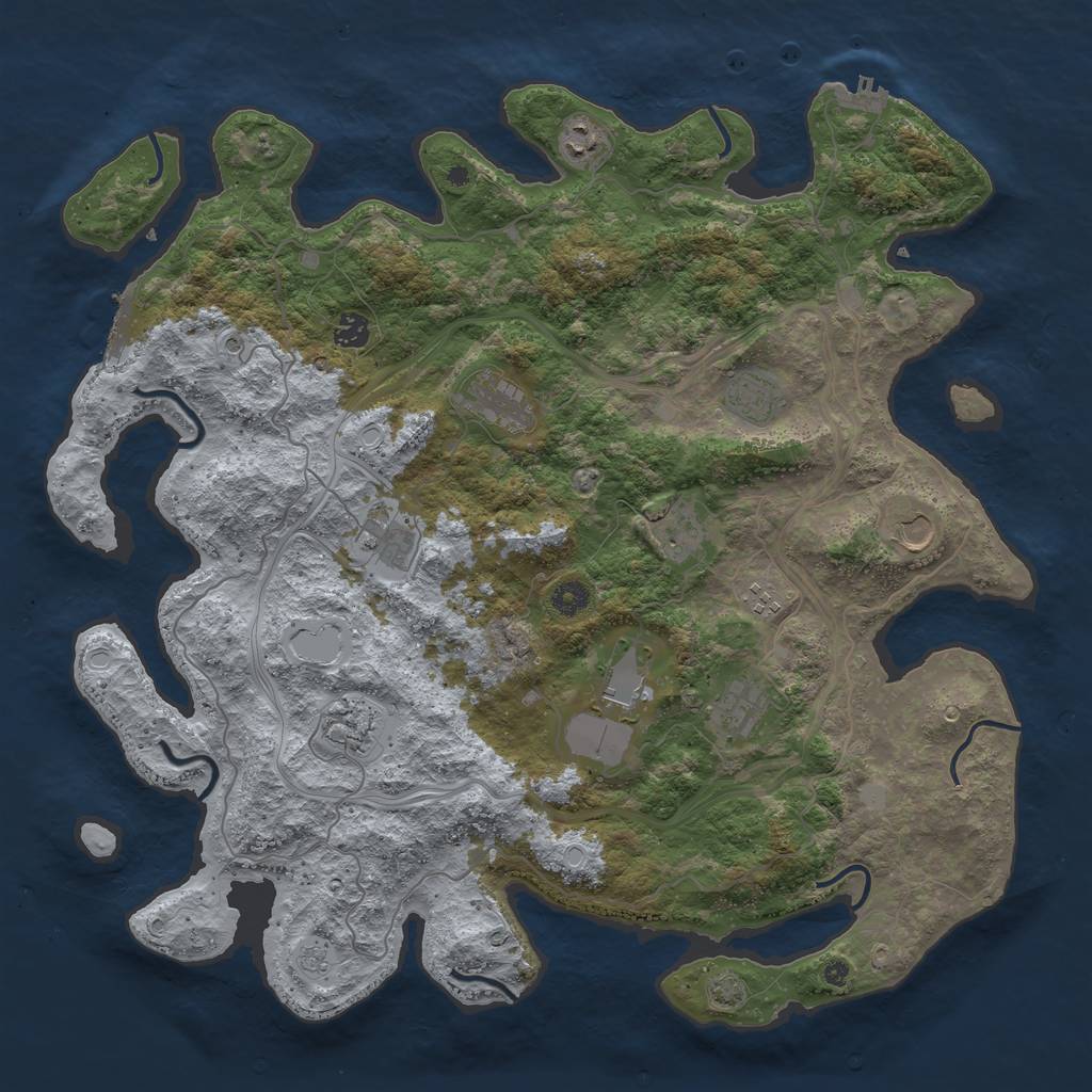 Rust Map: Procedural Map, Size: 4500, Seed: 395108885, 19 Monuments