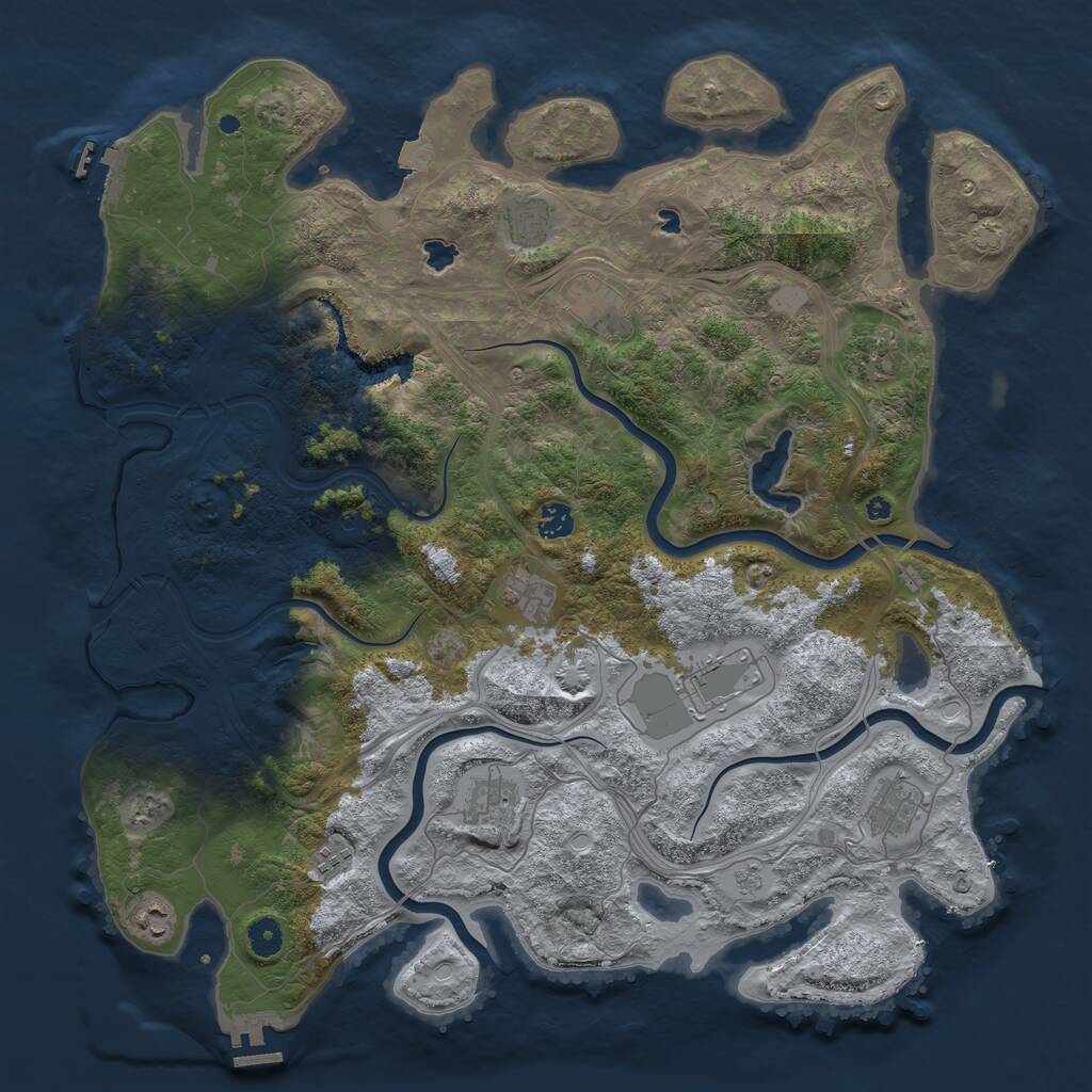 Rust Map: Procedural Map, Size: 4500, Seed: 1740508384, 16 Monuments