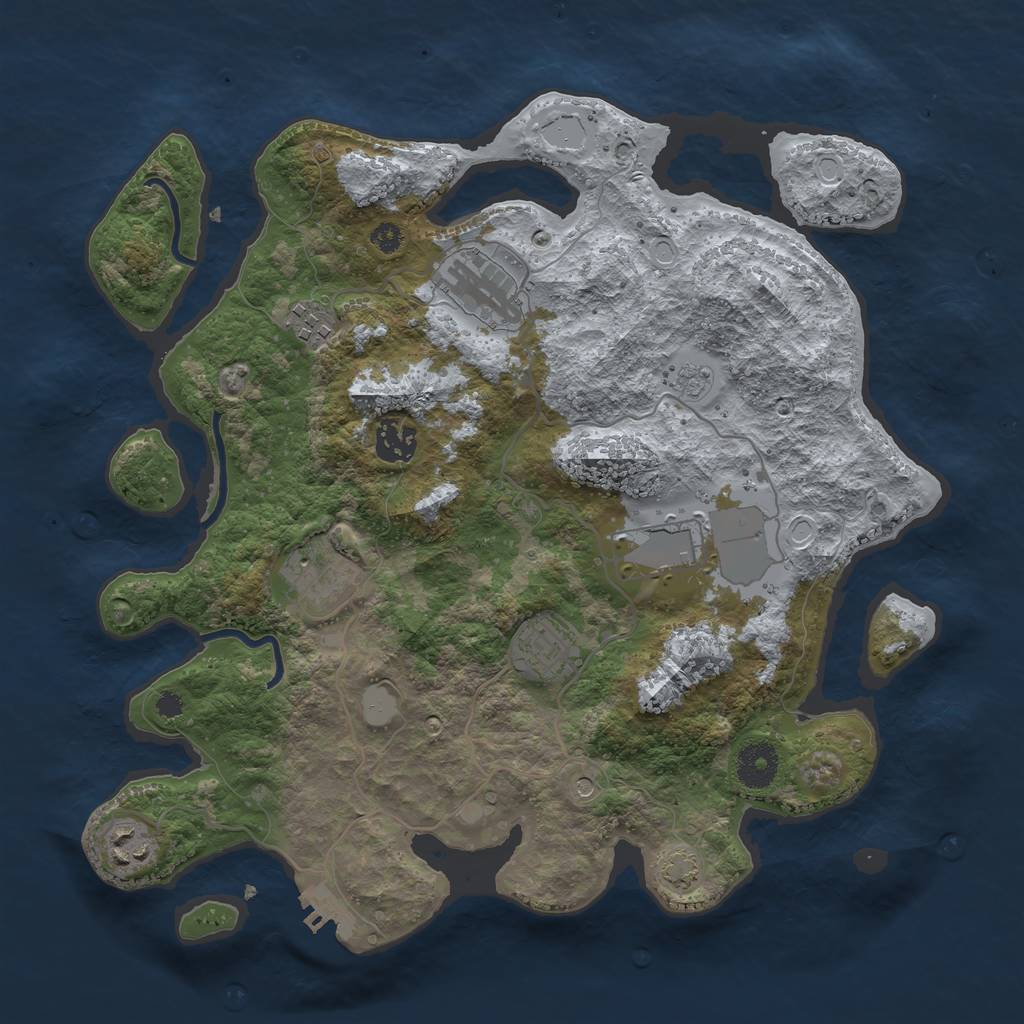 Rust Map: Procedural Map, Size: 3500, Seed: 153611155, 13 Monuments