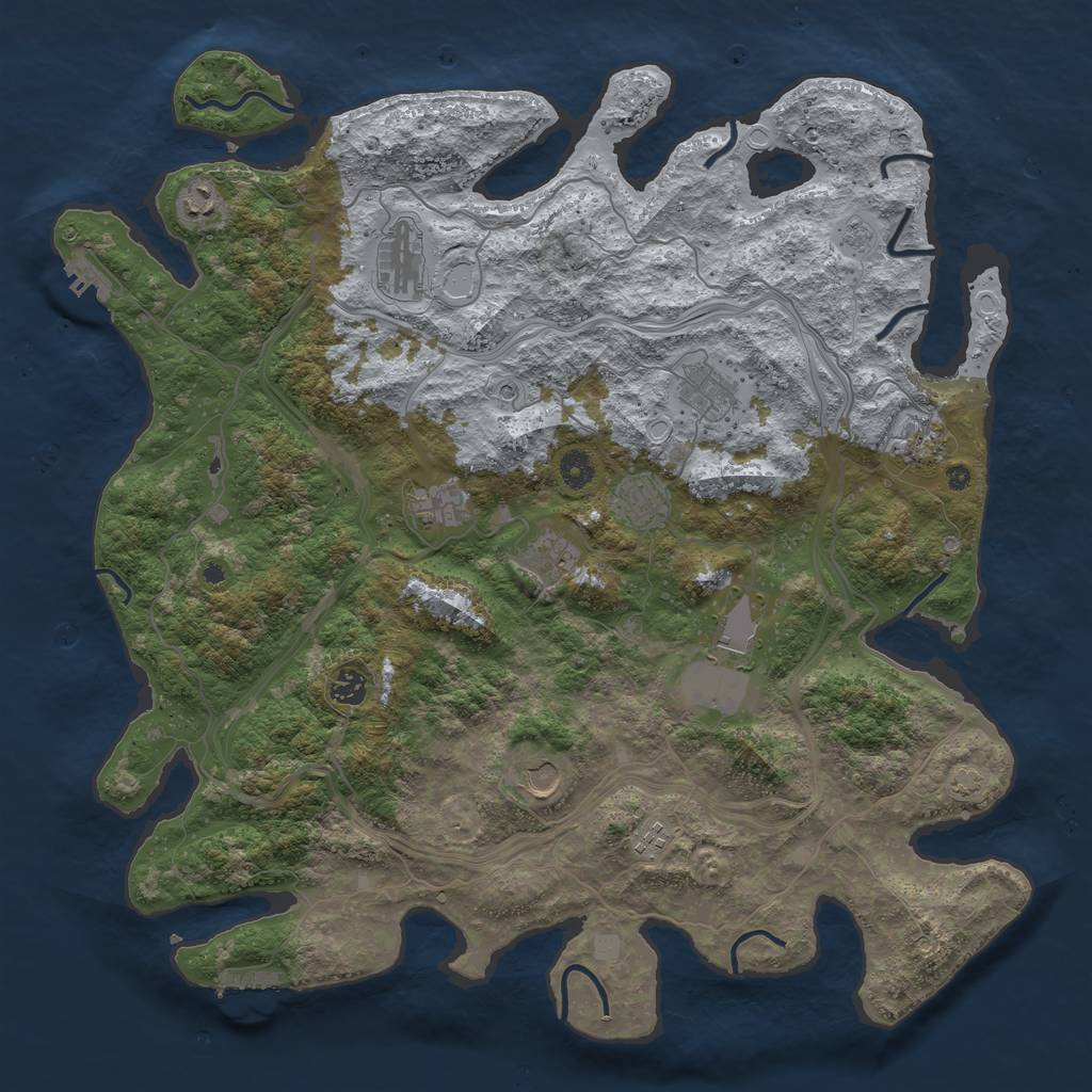 Rust Map: Procedural Map, Size: 4500, Seed: 20230505, 18 Monuments