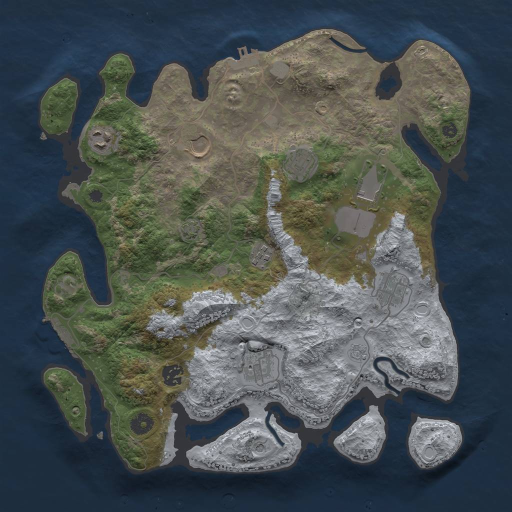 Rust Map: Procedural Map, Size: 3500, Seed: 1532773225, 15 Monuments