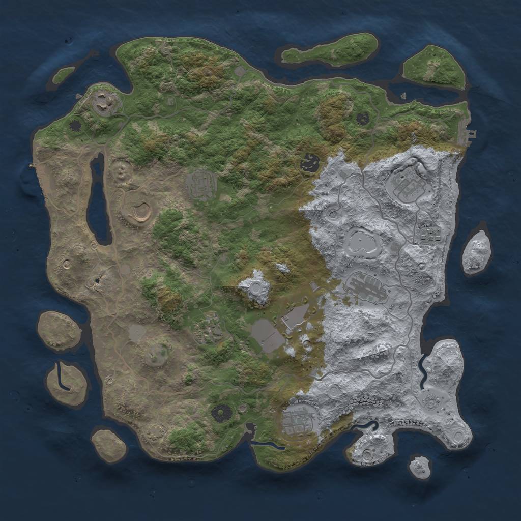 Rust Map: Procedural Map, Size: 4000, Seed: 208602, 17 Monuments