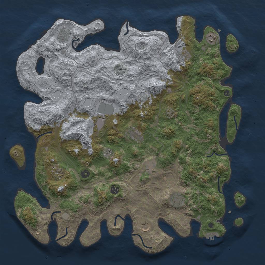 Rust Map: Procedural Map, Size: 4500, Seed: 458958431, 17 Monuments
