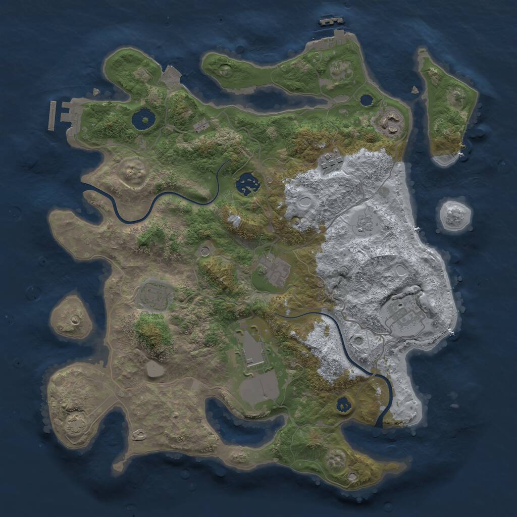 Rust Map: Procedural Map, Size: 3500, Seed: 140722654, 13 Monuments
