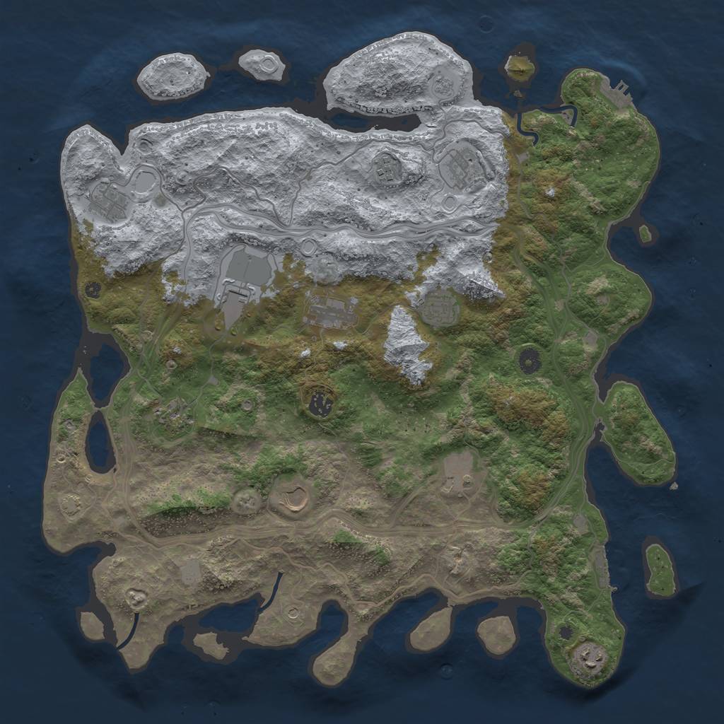 Rust Map: Procedural Map, Size: 4500, Seed: 1112585046, 19 Monuments