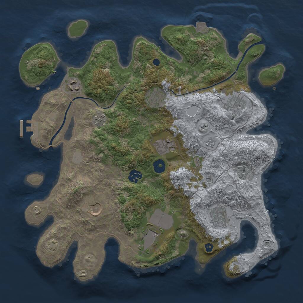 Rust Map: Procedural Map, Size: 3500, Seed: 1071024257, 14 Monuments