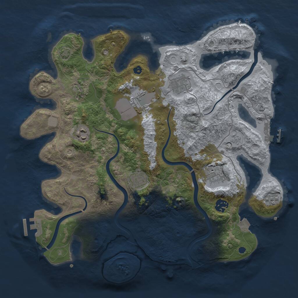 Rust Map: Procedural Map, Size: 3500, Seed: 21563, 14 Monuments
