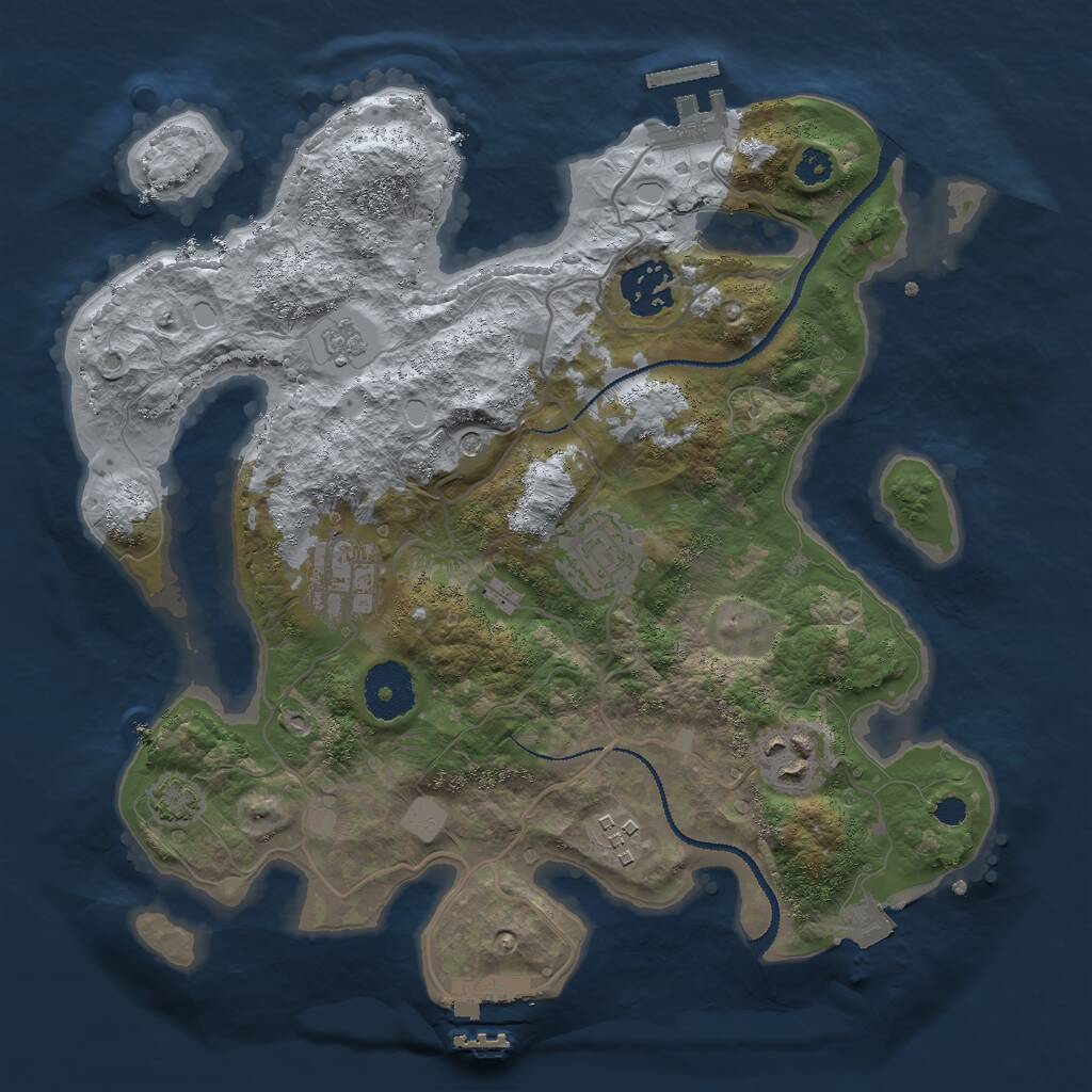 Rust Map: Procedural Map, Size: 3000, Seed: 735395988, 11 Monuments