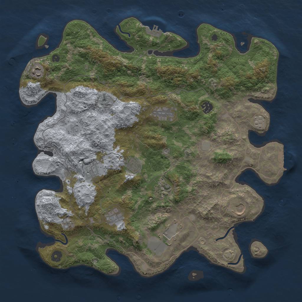 Rust Map: Procedural Map, Size: 4000, Seed: 1919638091, 17 Monuments