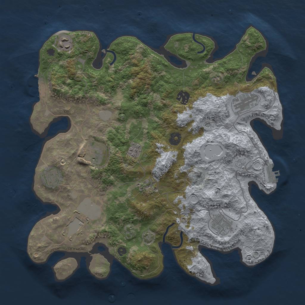 Rust Map: Procedural Map, Size: 3500, Seed: 136574829, 16 Monuments