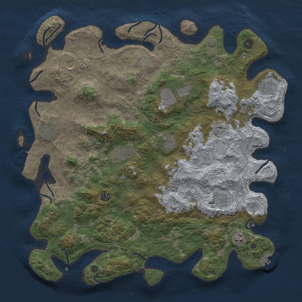 Rust Map: Procedural Map, Size: 4500, Seed: 424289726, 17 Monuments
