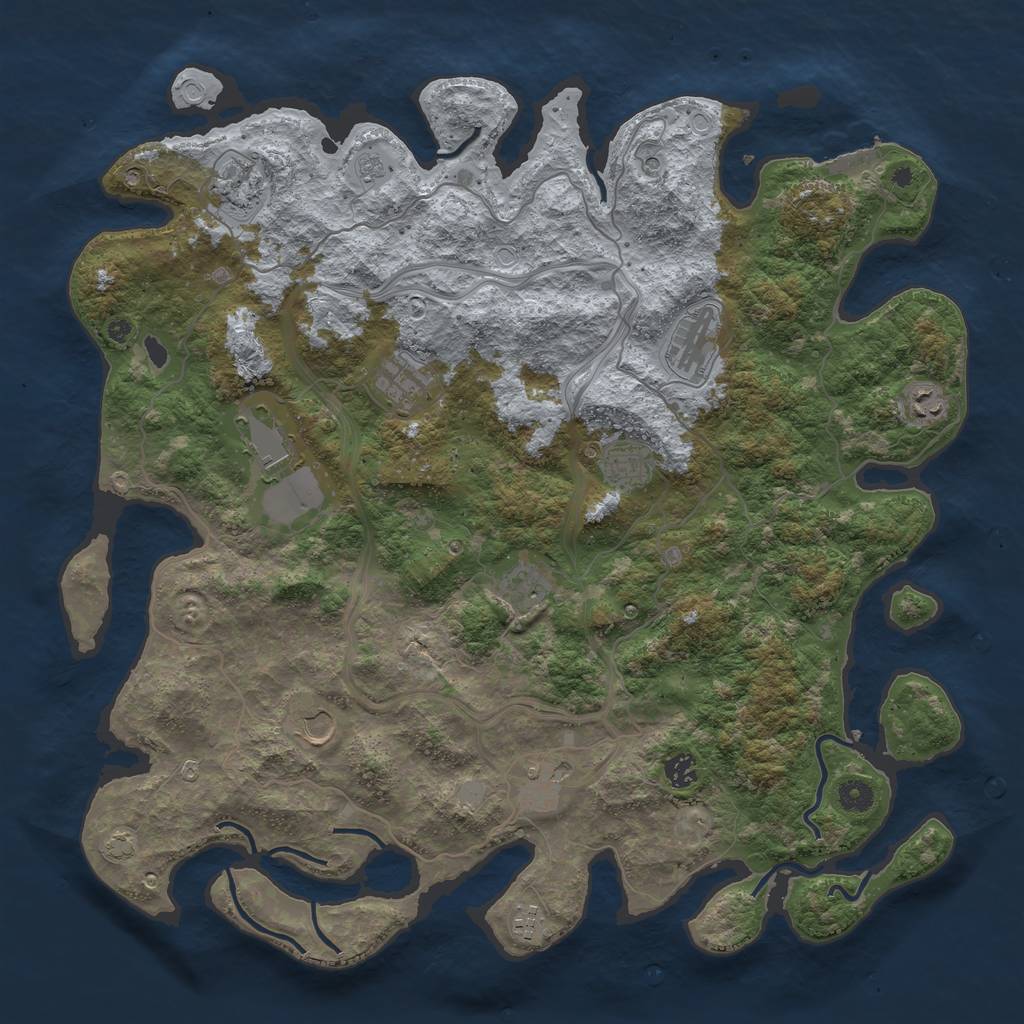Rust Map: Procedural Map, Size: 4500, Seed: 3649774, 17 Monuments