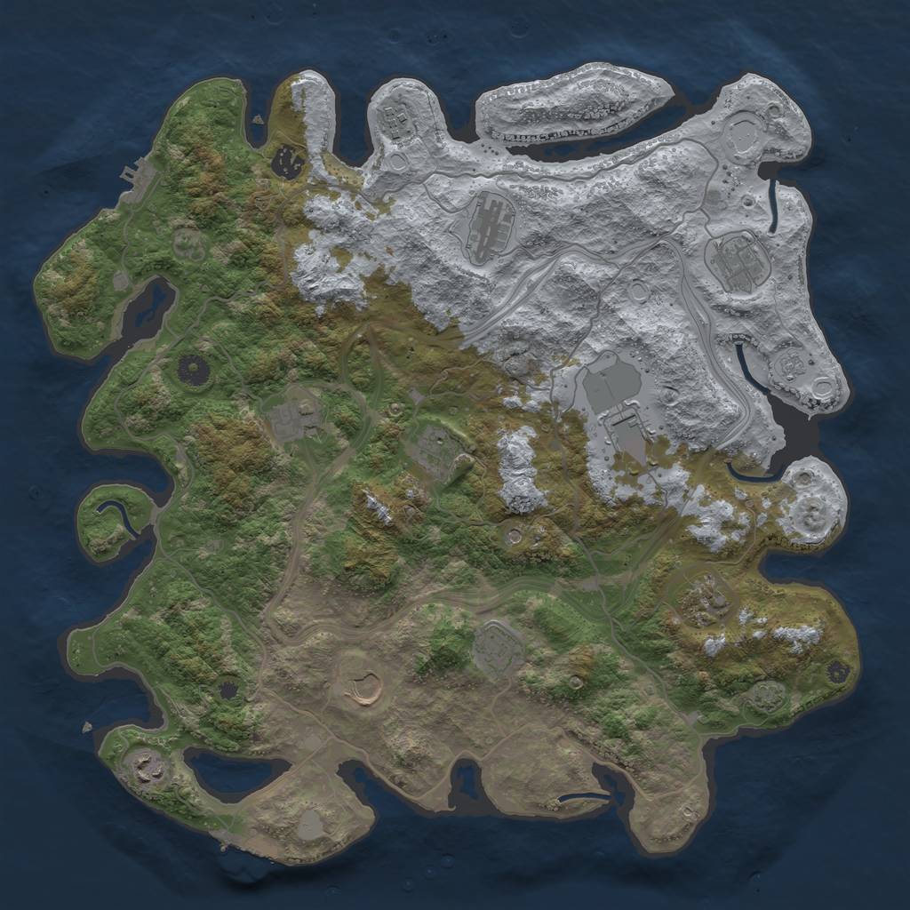 Rust Map: Procedural Map, Size: 4250, Seed: 2121904190, 18 Monuments