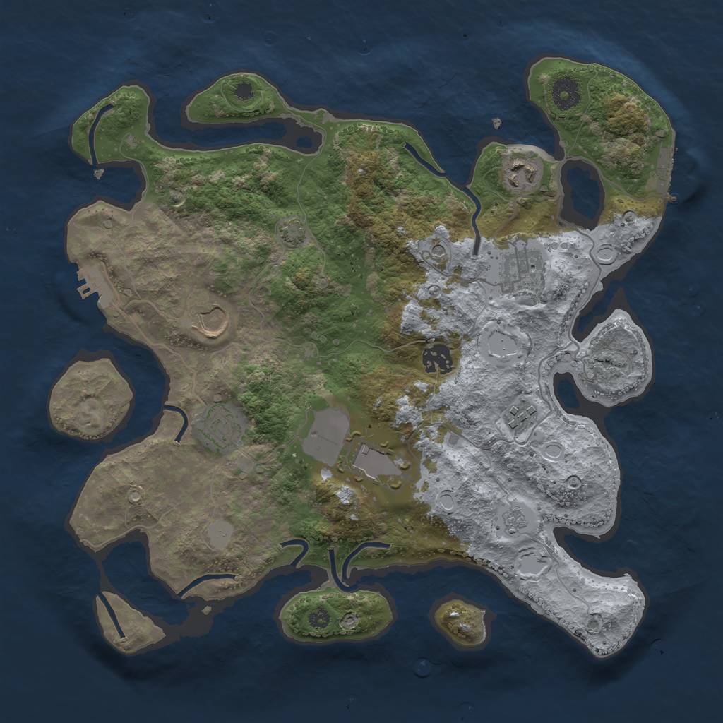 Rust Map: Procedural Map, Size: 3500, Seed: 470697229, 14 Monuments