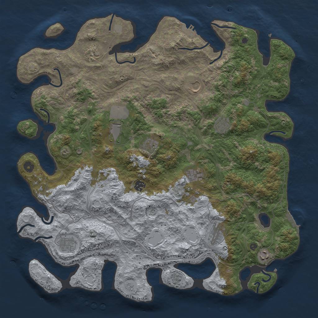 Rust Map: Procedural Map, Size: 4500, Seed: 2885426, 18 Monuments