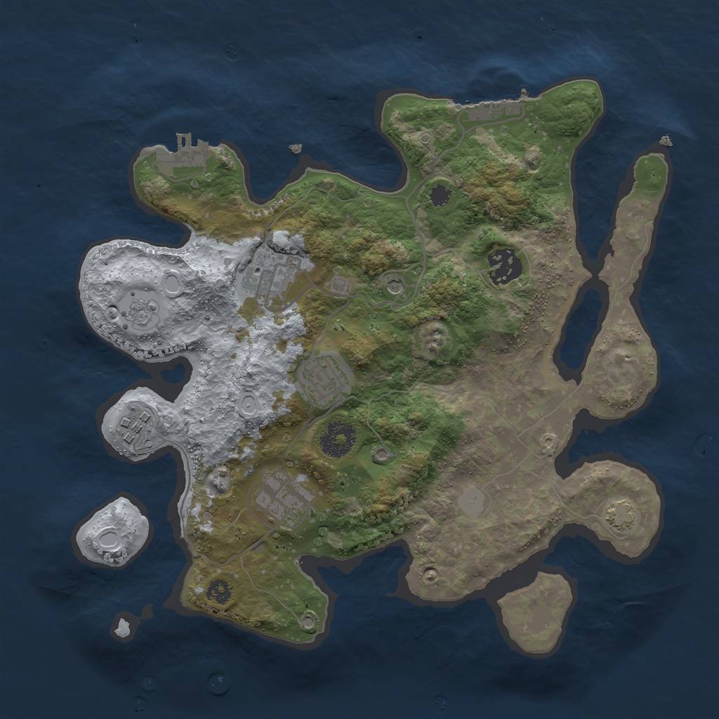 Rust Map: Procedural Map, Size: 3000, Seed: 914462559, 12 Monuments