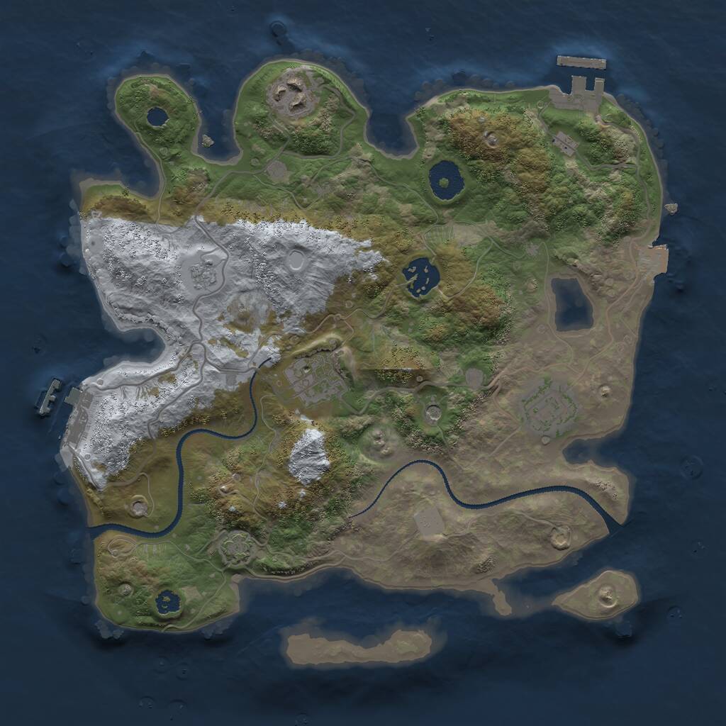 Rust Map: Procedural Map, Size: 3000, Seed: 1088926326, 10 Monuments